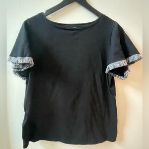 Ann Taylor short sleeve top, black, size large